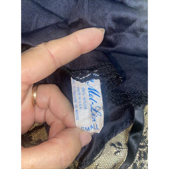 Vintage Mel-Lin Black Camisole Half Slip Nylon Lace Size Small USA Made - Picture 7 of 8